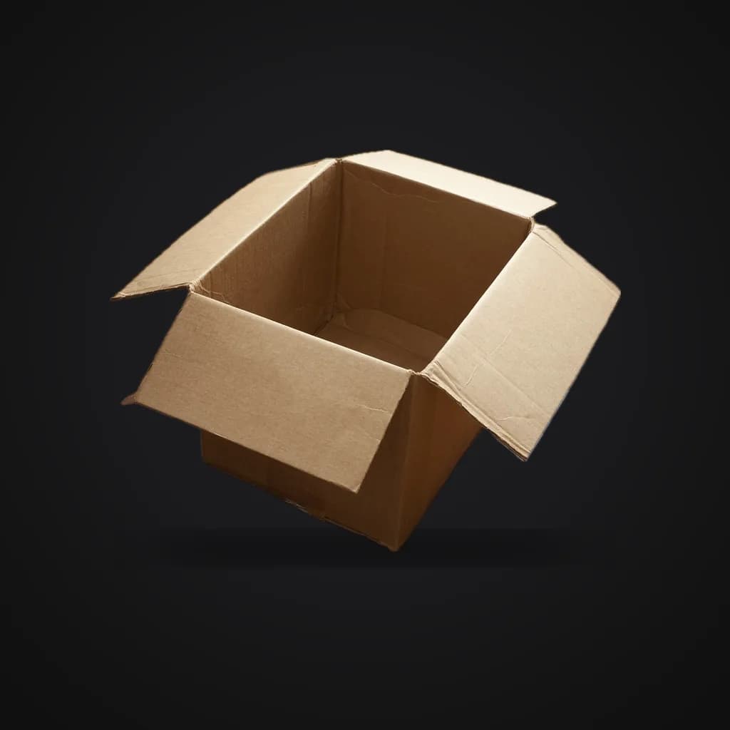 Corrugated box with open flaps, reference image